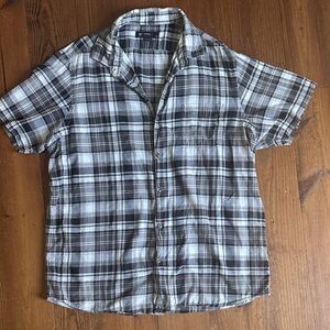Daniel Cremieux Collection Black & White Plaid Button Down Shirt Size Large EUC